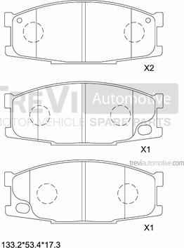 Trevi Automotive PF1640 - Bremžu uzliku kompl., Disku bremzes www.autospares.lv