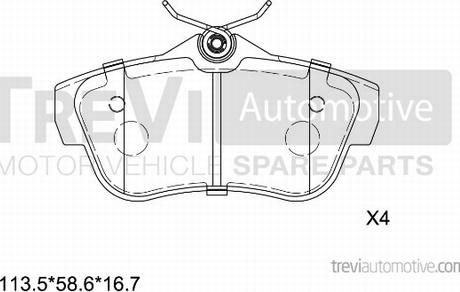 Trevi Automotive PF1642 - Bremžu uzliku kompl., Disku bremzes autospares.lv