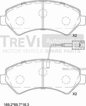 Trevi Automotive PF1650 - Bremžu uzliku kompl., Disku bremzes autospares.lv