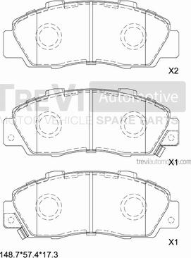 Trevi Automotive PF1604 - Brake Pad Set, disc brake www.autospares.lv