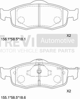 Trevi Automotive PF1601 - Bremžu uzliku kompl., Disku bremzes autospares.lv