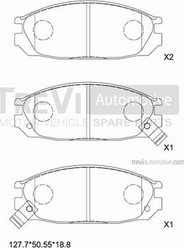 Trevi Automotive PF1608 - Bremžu uzliku kompl., Disku bremzes www.autospares.lv