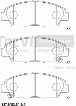 Trevi Automotive PF1603 - Тормозные колодки, дисковые, комплект www.autospares.lv