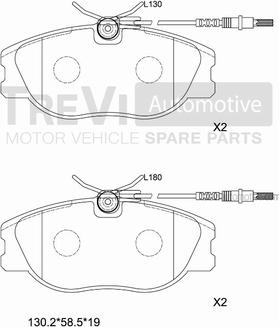 Trevi Automotive PF1614 - Тормозные колодки, дисковые, комплект www.autospares.lv