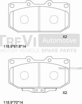 Trevi Automotive PF1613 - Bremžu uzliku kompl., Disku bremzes www.autospares.lv