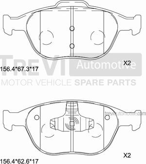 Trevi Automotive PF1635 - Bremžu uzliku kompl., Disku bremzes autospares.lv