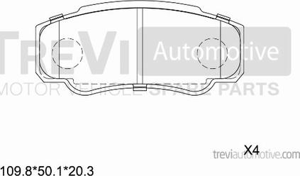 Trevi Automotive PF1630 - Тормозные колодки, дисковые, комплект www.autospares.lv