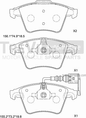 Trevi Automotive PF1637 - Bremžu uzliku kompl., Disku bremzes autospares.lv