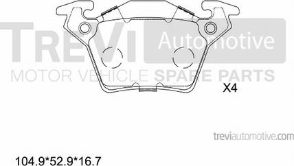 Trevi Automotive PF1620 - Bremžu uzliku kompl., Disku bremzes autospares.lv