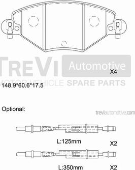 Trevi Automotive PF1090 - Тормозные колодки, дисковые, комплект www.autospares.lv