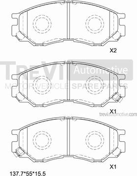 Trevi Automotive PF1098 - Тормозные колодки, дисковые, комплект www.autospares.lv