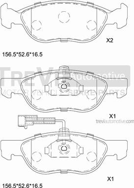 Trevi Automotive PF1040 - Bremžu uzliku kompl., Disku bremzes www.autospares.lv