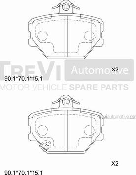 Trevi Automotive PF1043 - Тормозные колодки, дисковые, комплект www.autospares.lv