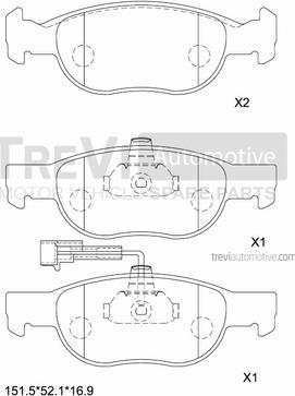 Trevi Automotive PF1042 - Тормозные колодки, дисковые, комплект www.autospares.lv