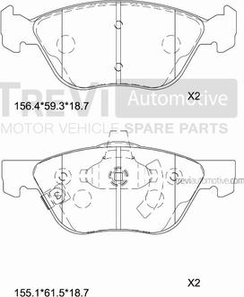 Trevi Automotive PF1054 - Bremžu uzliku kompl., Disku bremzes autospares.lv