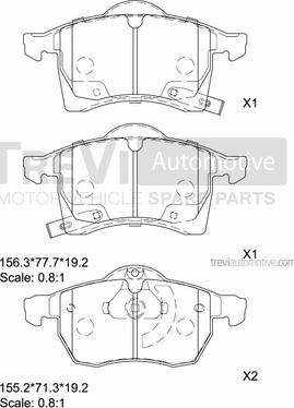 Trevi Automotive PF1053 - Bremžu uzliku kompl., Disku bremzes autospares.lv