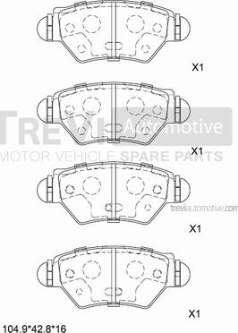 Trevi Automotive PF1052 - Bremžu uzliku kompl., Disku bremzes autospares.lv