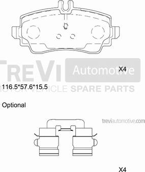 Trevi Automotive PF1057 - Bremžu uzliku kompl., Disku bremzes autospares.lv