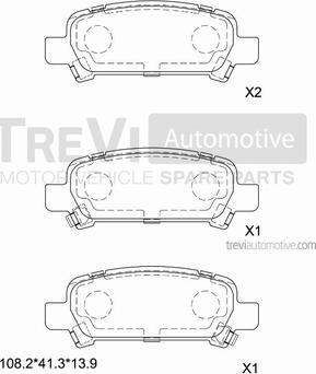 Trevi Automotive PF1069 - Brake Pad Set, disc brake www.autospares.lv