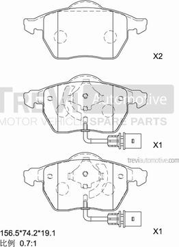 Trevi Automotive PF1065 - Тормозные колодки, дисковые, комплект www.autospares.lv