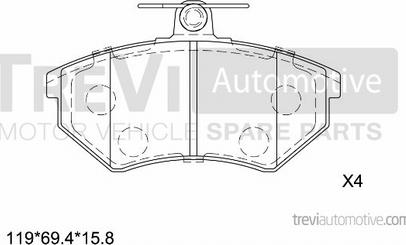 Trevi Automotive PF1060 - Bremžu uzliku kompl., Disku bremzes autospares.lv