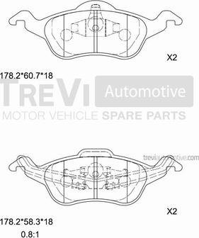 Trevi Automotive PF1061 - Bremžu uzliku kompl., Disku bremzes www.autospares.lv