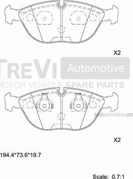 Trevi Automotive PF1000 - Brake Pad Set, disc brake www.autospares.lv