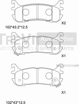 Trevi Automotive PF1003 - Bremžu uzliku kompl., Disku bremzes www.autospares.lv