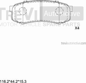 Trevi Automotive PF1007 - Bremžu uzliku kompl., Disku bremzes www.autospares.lv