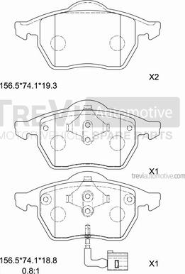 Trevi Automotive PF1014 - Brake Pad Set, disc brake www.autospares.lv