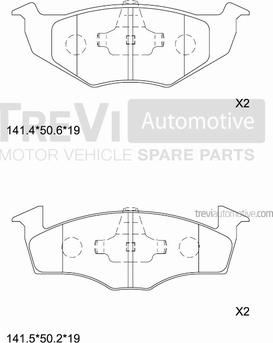 Trevi Automotive PF1013 - Тормозные колодки, дисковые, комплект www.autospares.lv