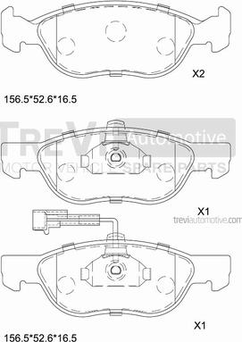 Trevi Automotive PF1012 - Тормозные колодки, дисковые, комплект www.autospares.lv