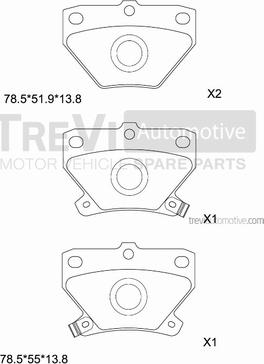 Trevi Automotive PF1084 - Тормозные колодки, дисковые, комплект www.autospares.lv