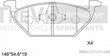 Trevi Automotive PF1026 - Bremžu uzliku kompl., Disku bremzes autospares.lv