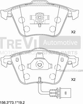 Trevi Automotive PF1199 - Тормозные колодки, дисковые, комплект www.autospares.lv