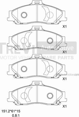 Trevi Automotive PF1149 - Bremžu uzliku kompl., Disku bremzes autospares.lv