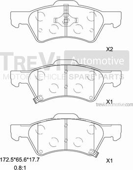 Trevi Automotive PF1141 - Bremžu uzliku kompl., Disku bremzes autospares.lv