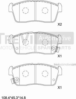 Trevi Automotive PF1154 - Bremžu uzliku kompl., Disku bremzes www.autospares.lv