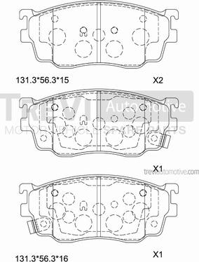 Trevi Automotive PF1165 - Bremžu uzliku kompl., Disku bremzes www.autospares.lv