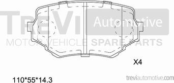 Trevi Automotive PF1168 - Тормозные колодки, дисковые, комплект www.autospares.lv