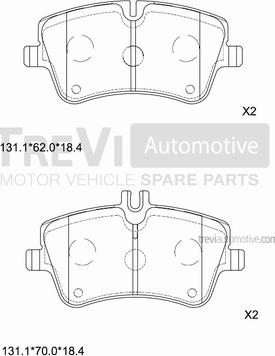 Trevi Automotive PF1104 - Bremžu uzliku kompl., Disku bremzes autospares.lv