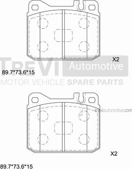 Trevi Automotive PF1105 - Bremžu uzliku kompl., Disku bremzes autospares.lv