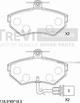 Trevi Automotive PF1110 - Bremžu uzliku kompl., Disku bremzes autospares.lv