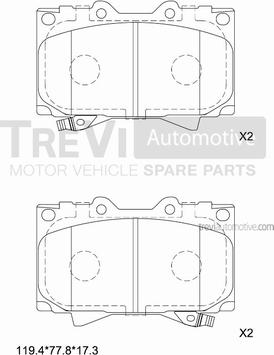 Trevi Automotive PF1111 - Bremžu uzliku kompl., Disku bremzes www.autospares.lv