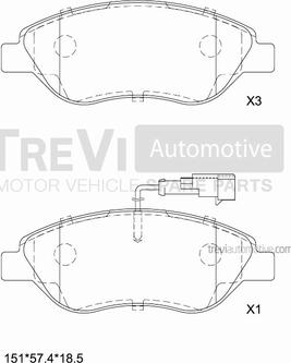 Trevi Automotive PF1118 - Bremžu uzliku kompl., Disku bremzes www.autospares.lv