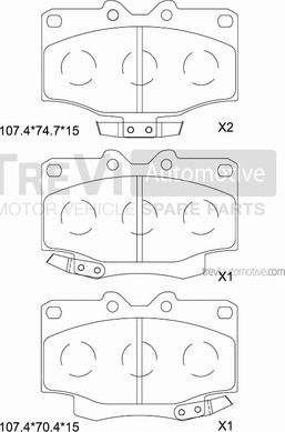 Trevi Automotive PF1138 - Bremžu uzliku kompl., Disku bremzes www.autospares.lv