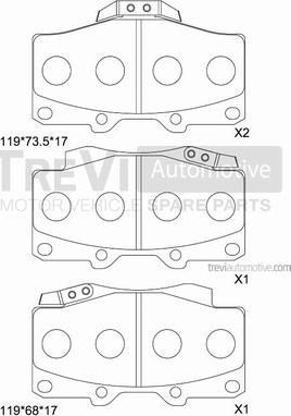 Trevi Automotive PF1137 - Bremžu uzliku kompl., Disku bremzes www.autospares.lv