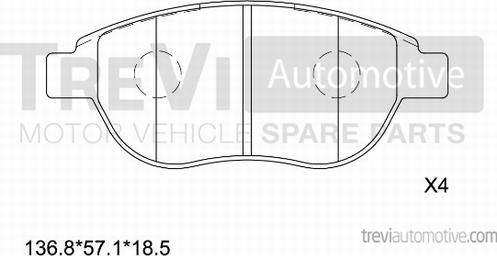 Trevi Automotive PF1125 - Bremžu uzliku kompl., Disku bremzes autospares.lv