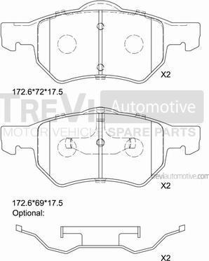 Trevi Automotive PF1123 - Bremžu uzliku kompl., Disku bremzes autospares.lv