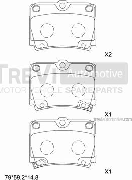 Trevi Automotive PF1170 - Bremžu uzliku kompl., Disku bremzes www.autospares.lv